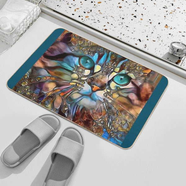 Andyna, Cat, Chat, Cat, Lea Roche Paintings Bath Mat