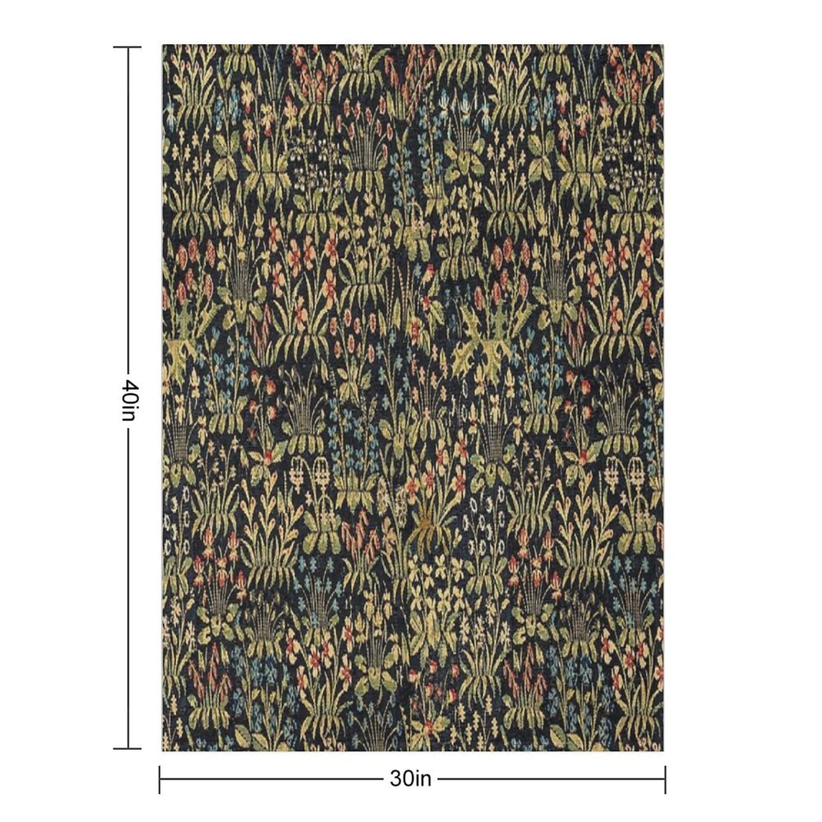 Medieval Gothic Fantasy Flowers Tapestry Floral Pattern Quick-dry Throw Blanket