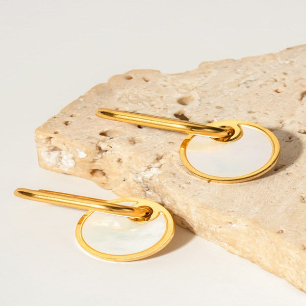 Gold Mother-Of-Pearl Drop Earrings