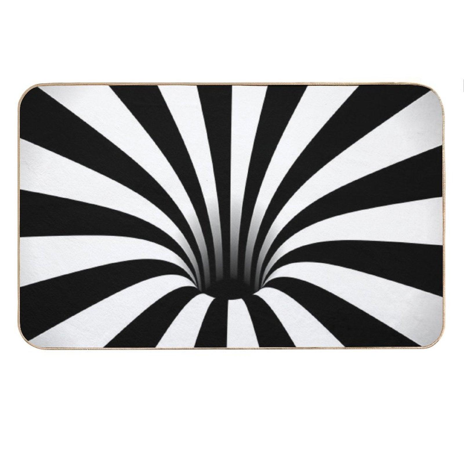 Optical Illusion Black Hole Lines (BlackWhite) Bath Mat