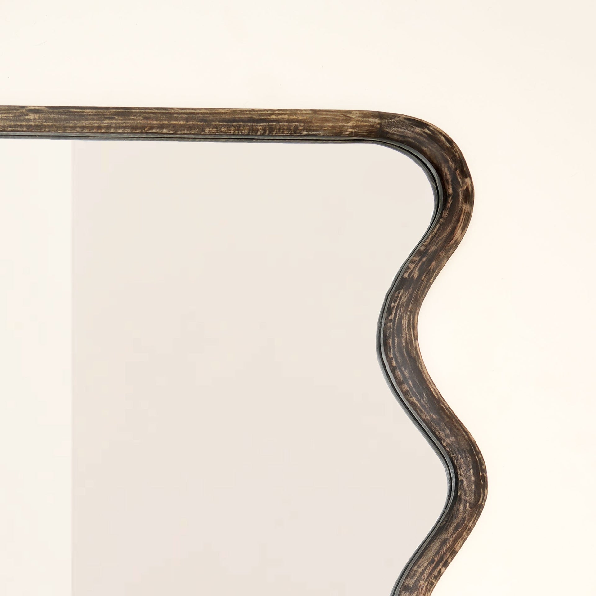 Wavy Full-Length Wall Mirror with Mango Wood Frame, 36x72