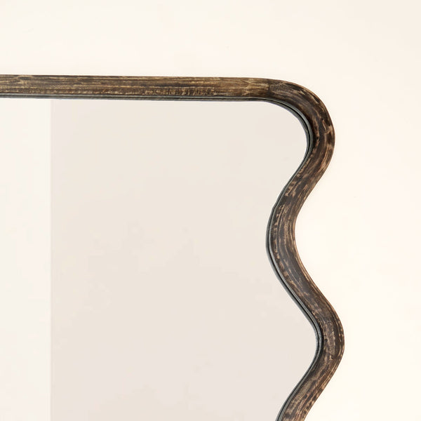 Wavy Full-Length Wall Mirror with Mango Wood Frame, 36x72