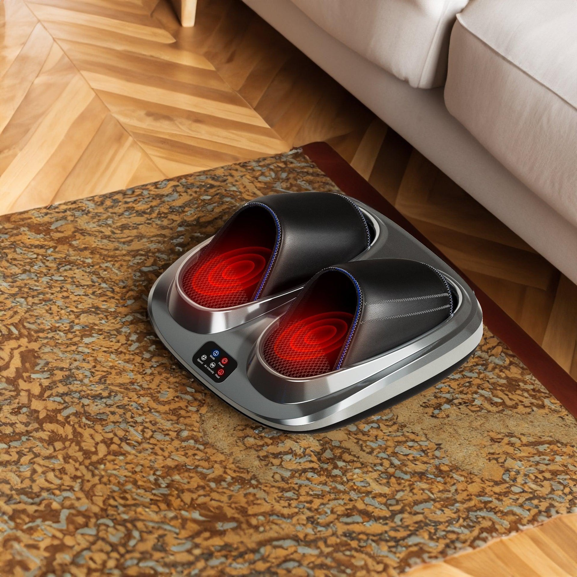 Shiatsu foot massager, heating and deep massage therapy, air compression, vibration pain relief, and circulation