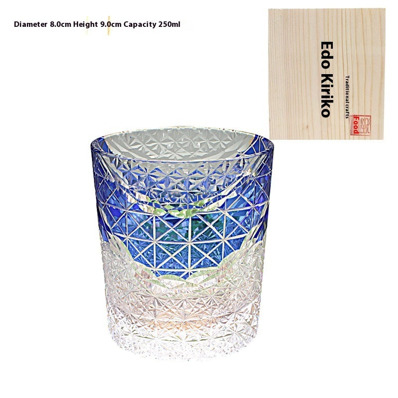 Edo Kiriko Japanese Handmade Cut Glass Cup – Single or Set of 4