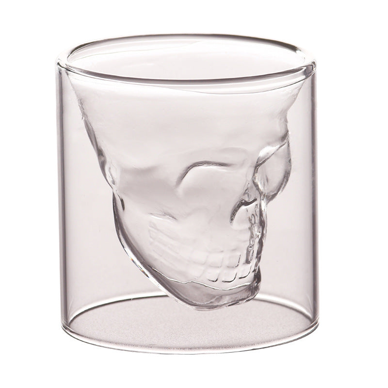 Double layered skull glass, creative bar glass, transparent insulated water glass, skull glass, beer glass, imprisoning pirates