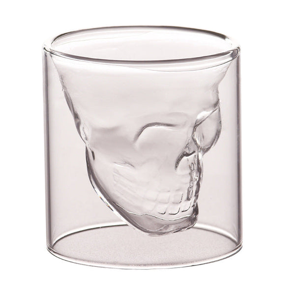 Double layered skull glass, creative bar glass, transparent insulated water glass, skull glass, beer glass, imprisoning pirates