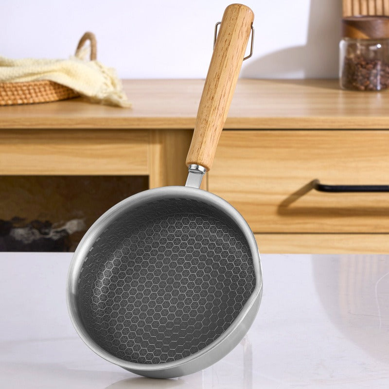 Stainless steel flat bottomed frying pan, non stick pan, deepening multifunctional mini frying pan for steak and eggs, small fry