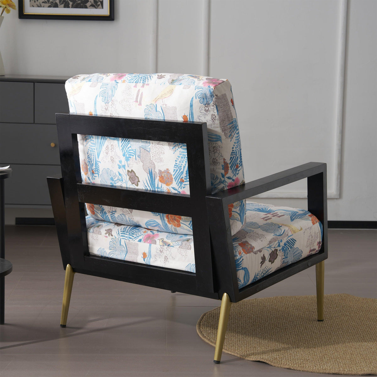 Mid-Century Modern Armchair with Solid Wood Frame