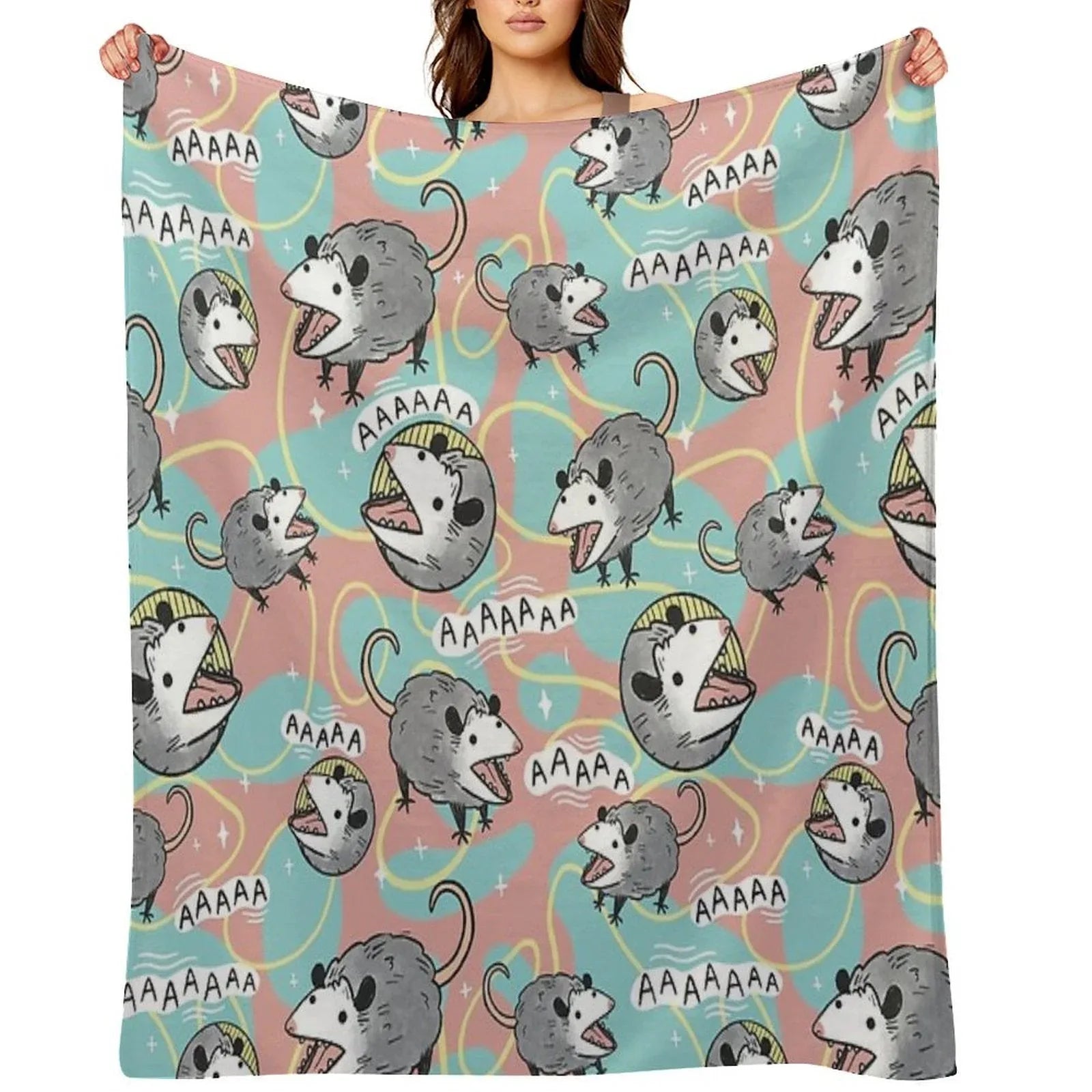 Opossum Screm Throw Blanket