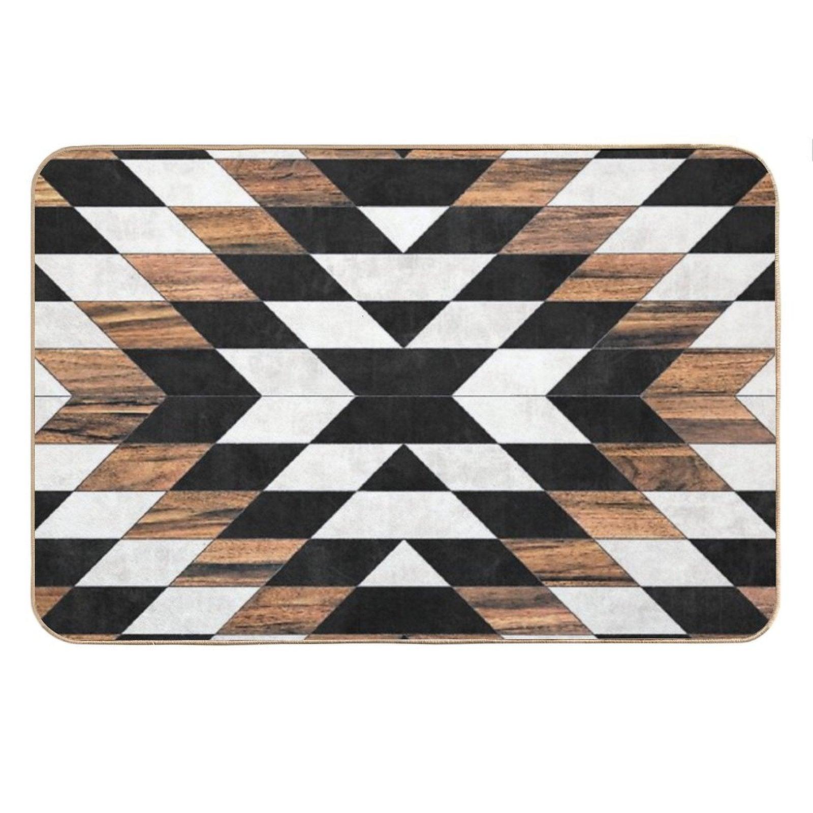 Urban Tribal Pattern No.13 - Aztec - Concrete And Wood Bath Mat