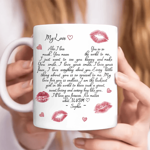 Personalized Love Letter Coffee Mug - Gift Idea For Husband/BoyFriend - You Mean The World To Me