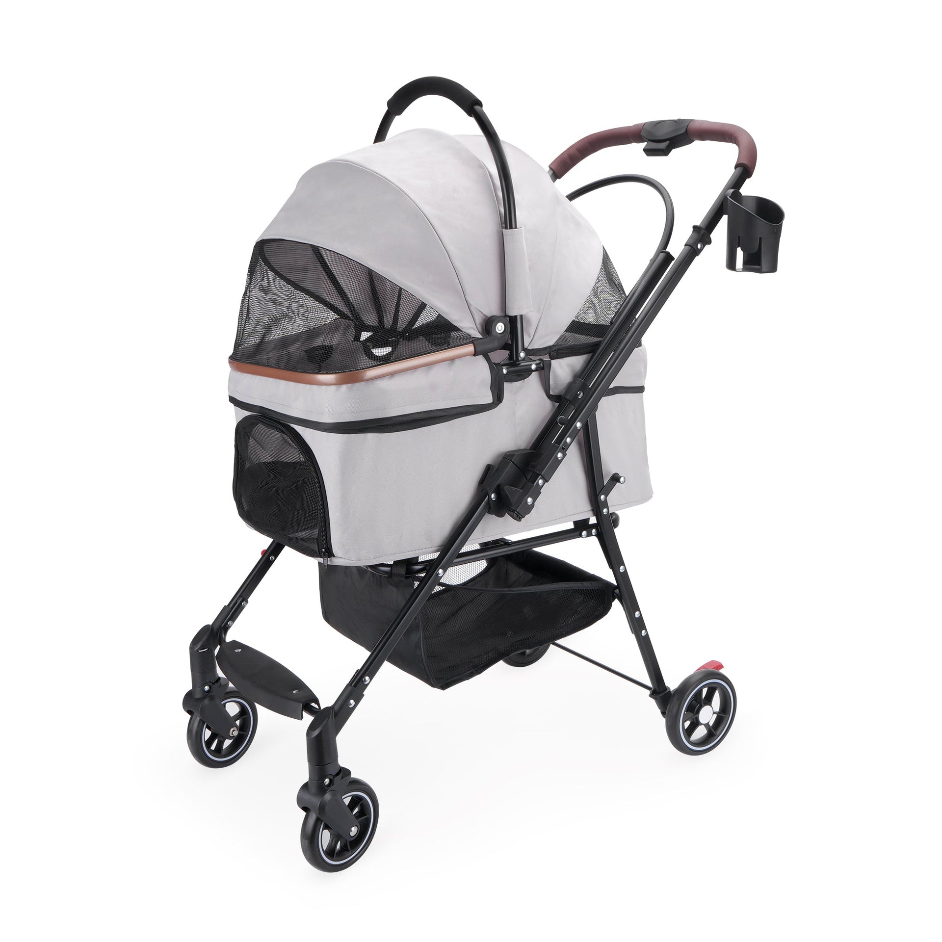4-Wheel Foldable Pet Stroller for Dogs and Cats