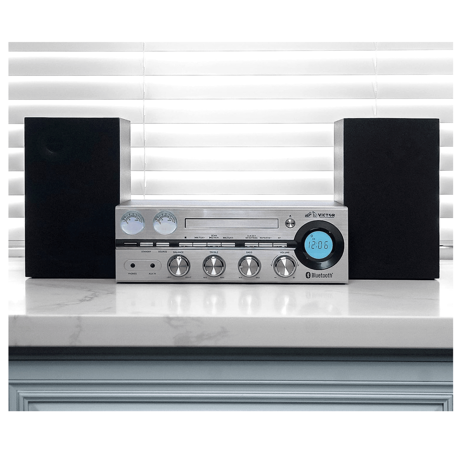 Victor Milwaukee 50W Desktop CD Stereo System Silver - Refurbished