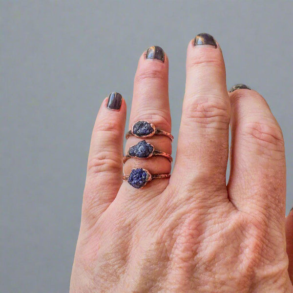 Copper Azurite Ring For Intuition And Clarity | By Blackbird & Sage