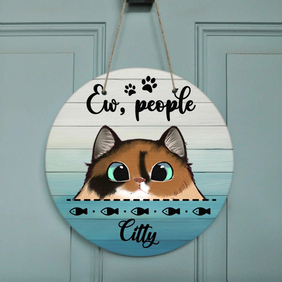 Personalized Door Sign - Best Gift For Cat Lovers (Up to 6 Cats ) - Gift Idea For Father's Day - Ew, People