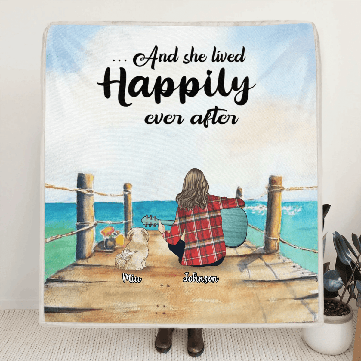 Personalized Dog Mom, Dog Dad With Guitar Quilt/Fleece Blanket - Best Gift Idea For Guitar Lovers - Up to 3 Dogs - I Play Guitars And I Know Things