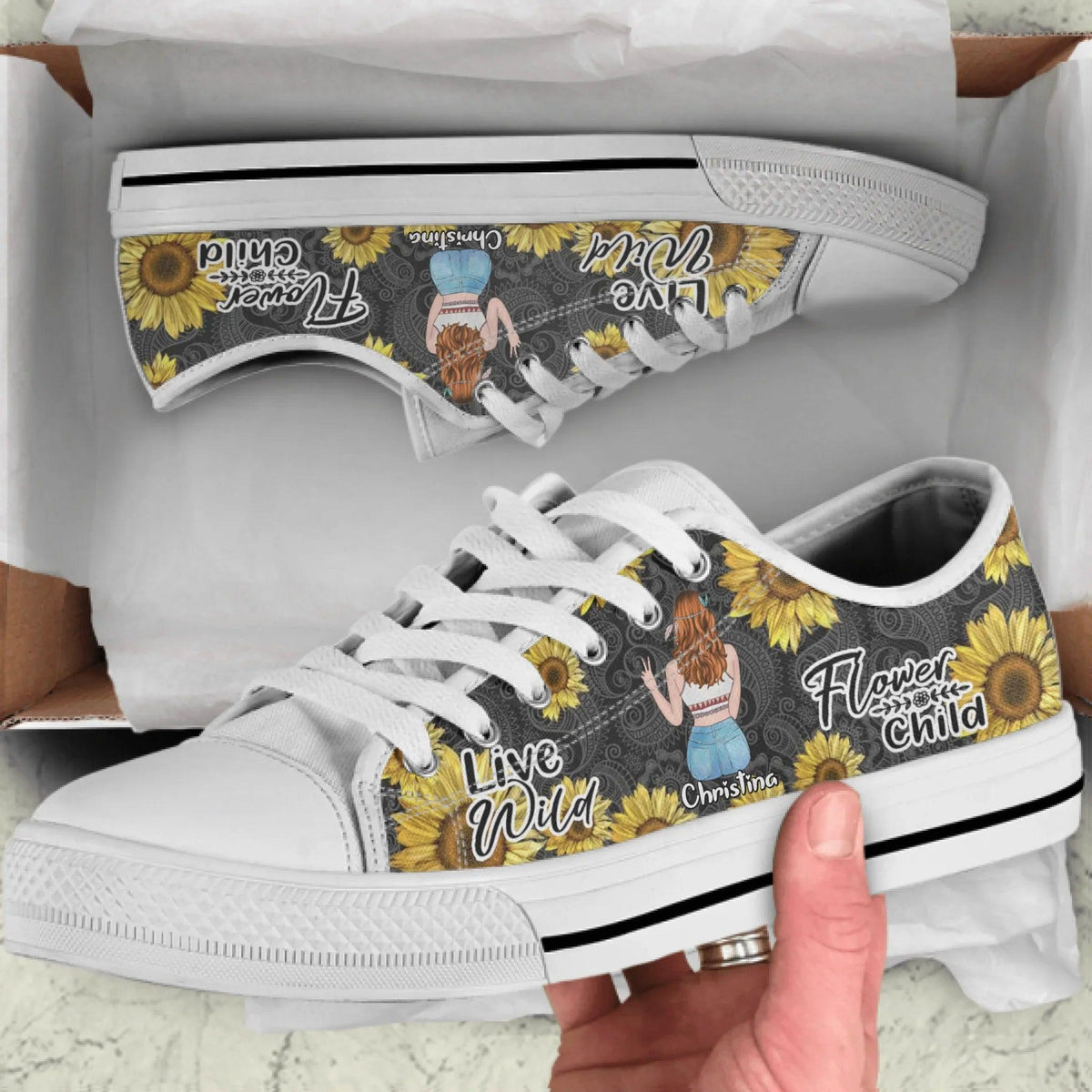 Personalized Hippie Girl Sneakers - Live Wild Flower Child - NKH8FG