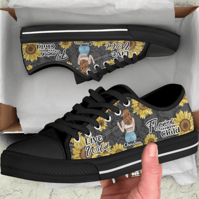 Personalized Hippie Girl Sneakers - Live Wild Flower Child - NKH8FG