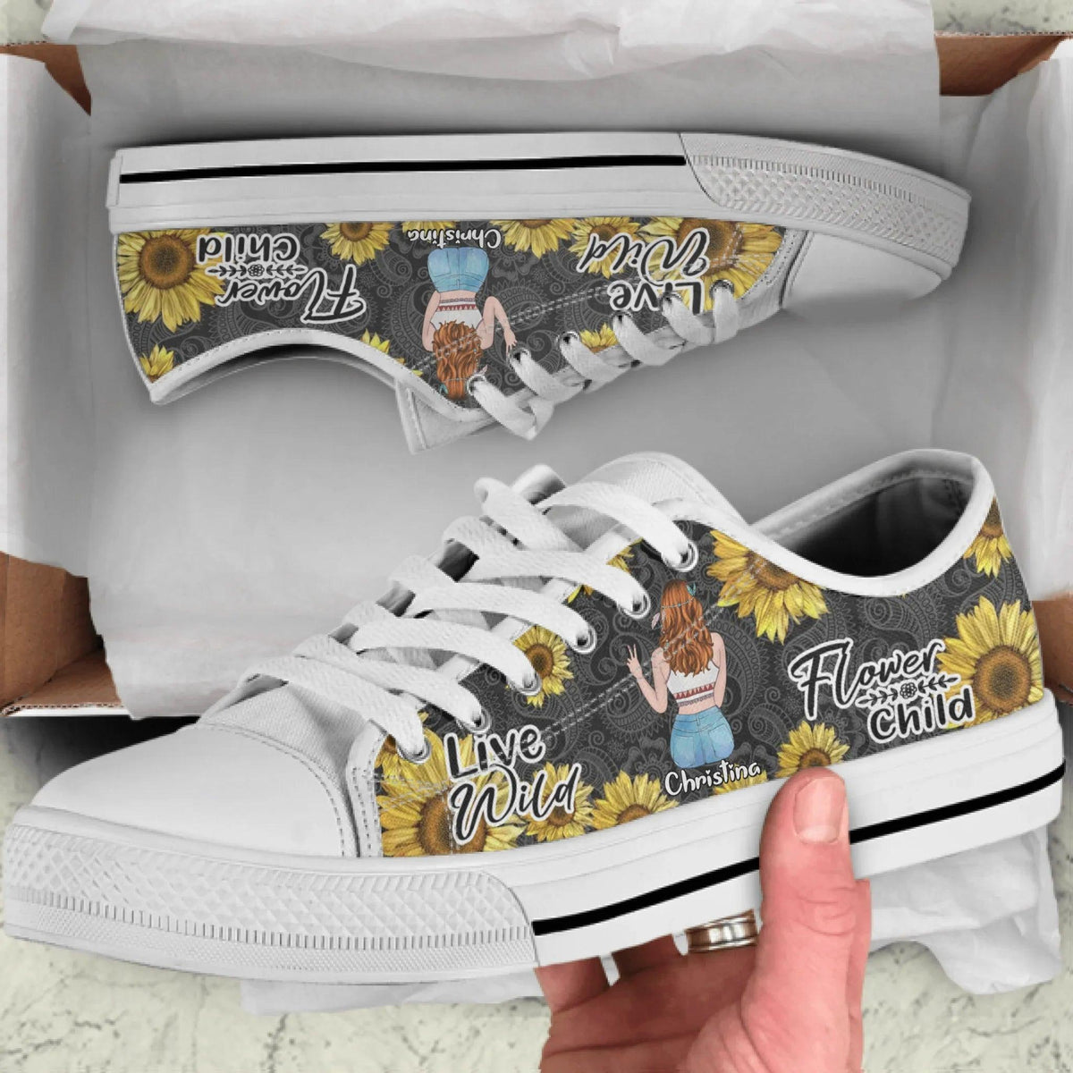 Personalized Hippie Girl Sneakers - Live Wild Flower Child - NKH8FG