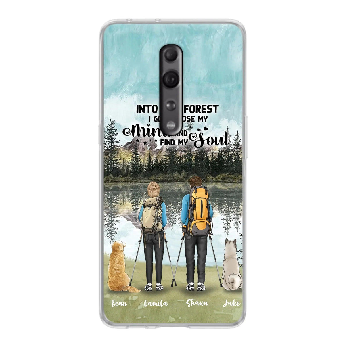 Custom Personalized Hiking Couple With Dogs Phone Case - Couple With Upto 2 Pets - Case For Xiaomi, Huawei and Oppo - Q67GXN