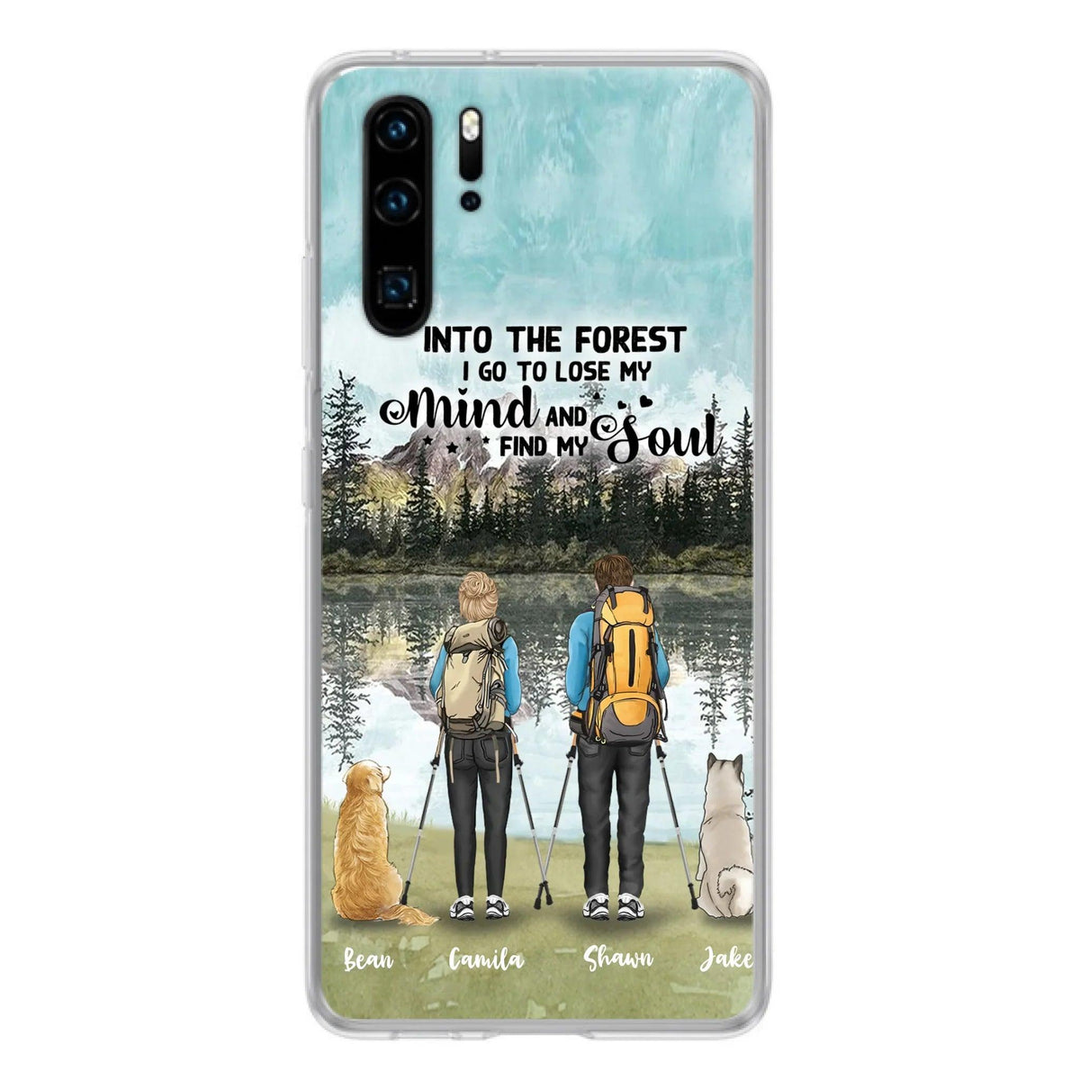 Custom Personalized Hiking Couple With Dogs Phone Case - Couple With Upto 2 Pets - Case For Xiaomi, Huawei and Oppo - Q67GXN
