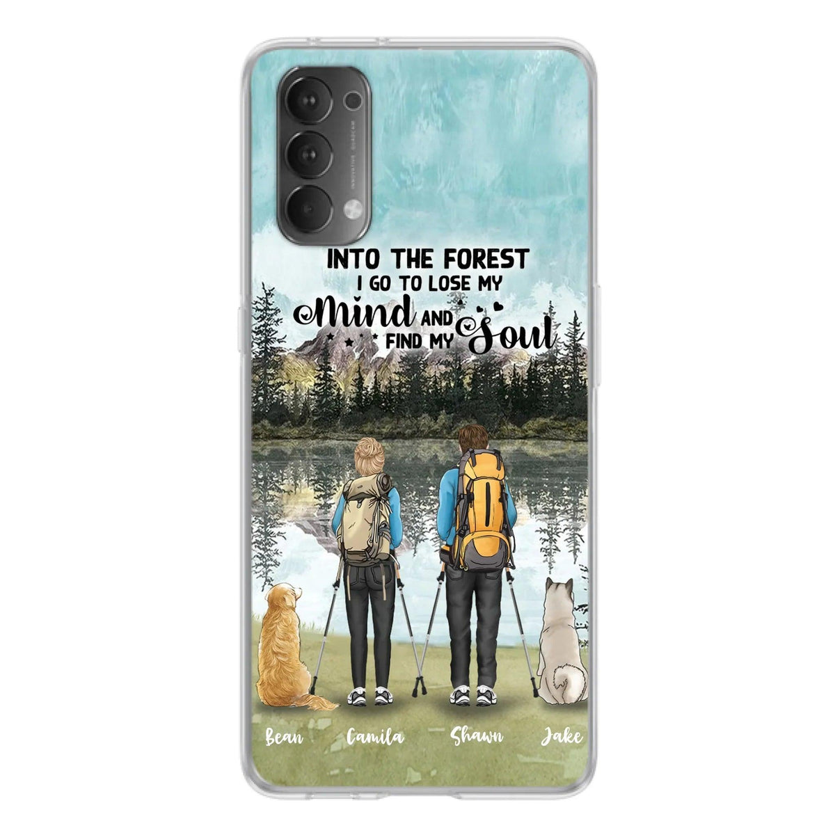 Custom Personalized Hiking Couple With Dogs Phone Case - Couple With Upto 2 Pets - Case For Xiaomi, Huawei and Oppo - Q67GXN