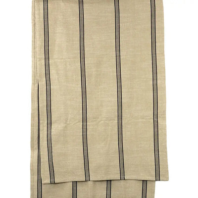 Cotton Black and Beige Striped Runner
