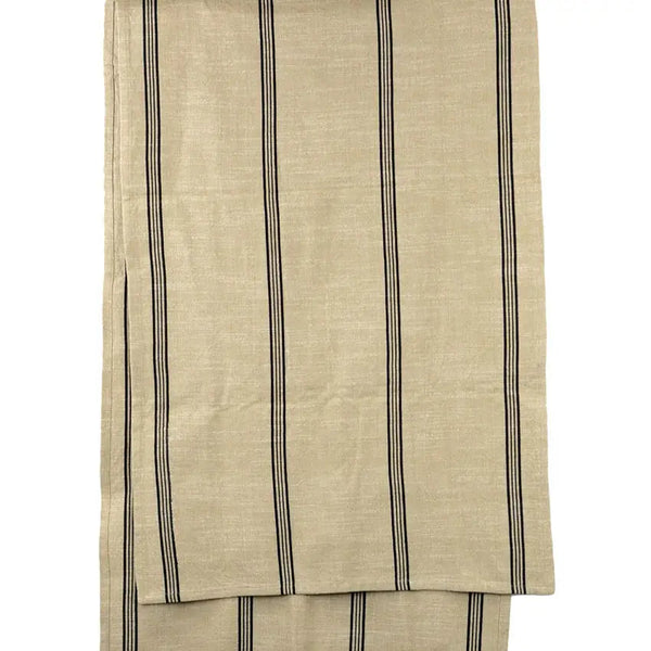 Cotton Black and Beige Striped Runner VagabondVintage