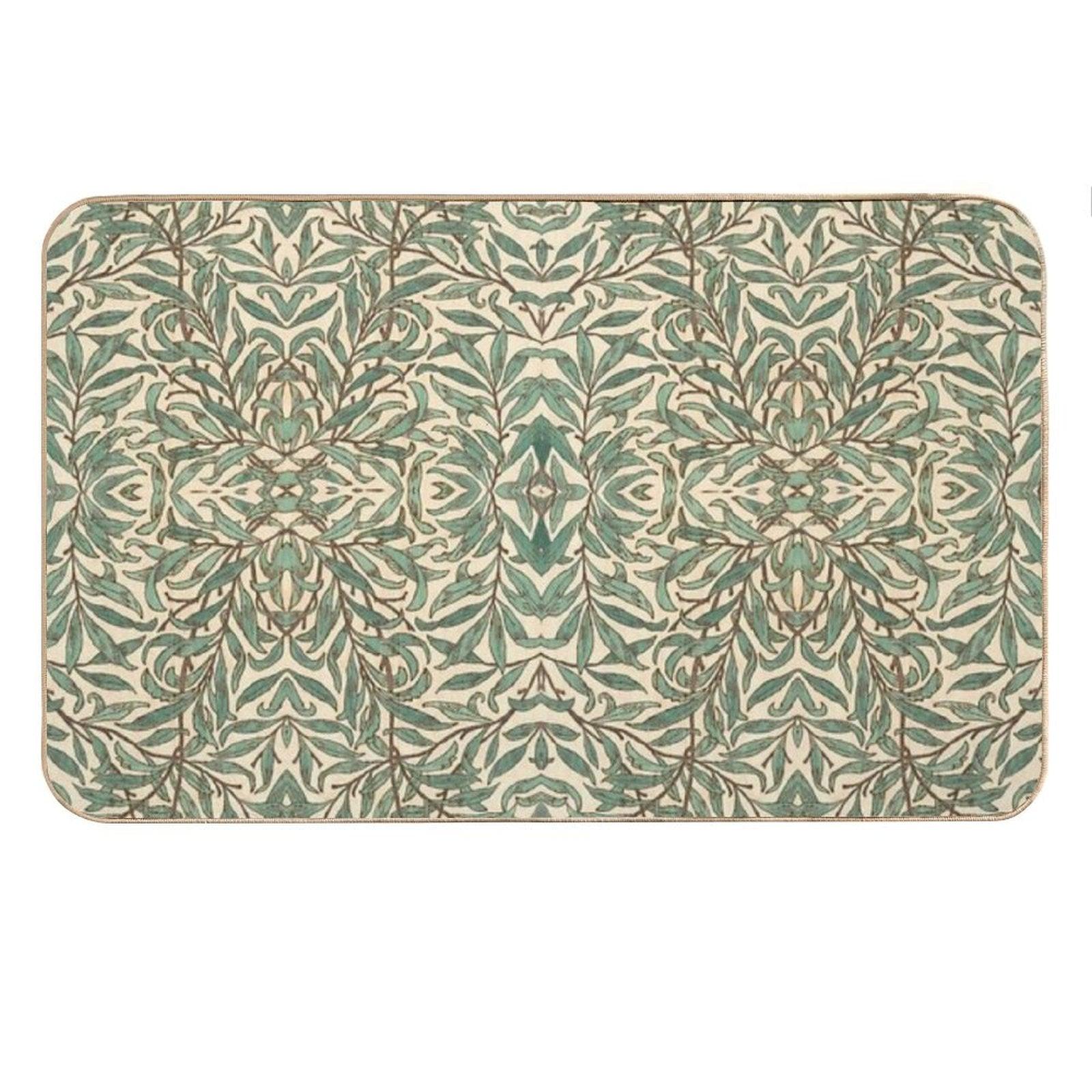 William Morris Willow Bough Wood Watercolor Pattern Bath Mat