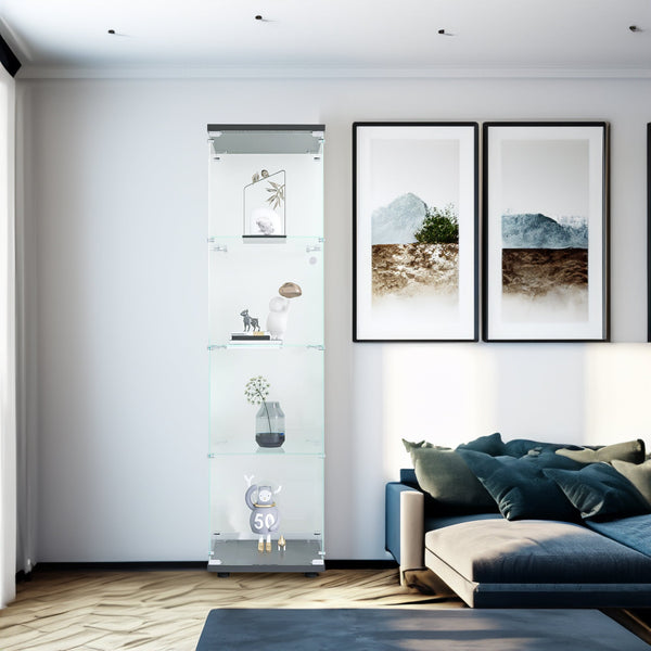 4 glass display cabinets with door shelves, floor standing antique bookshelf, 64.7 