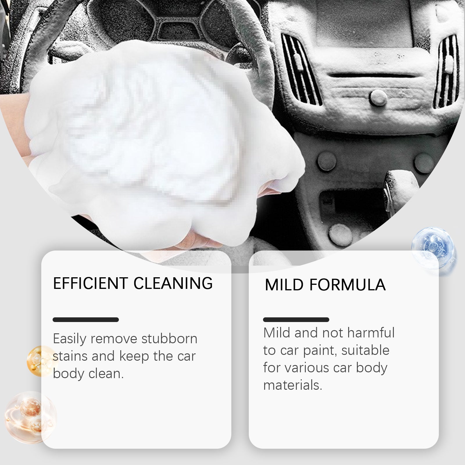 Automotive Spray Cleaner, Automotive Interior Glass Oil Film Decontamination Multi-Functional Foam Cleaner