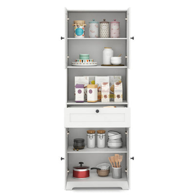 67.5 Inch Tall Modern Freestanding Floor Storage Cabinet with 4 Doors and 1 Drawer-White
