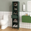 67 Inch Tall Bathroom Cabinet Narrow Floor Cabinet with Fluted Door-Green