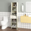 67 Inch Tall Bathroom Cabinet  Narrow Floor Cabinet with Fluted Door-Beige