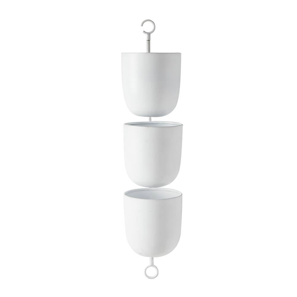 12 In. X 25 In. Contemporary Indoor/Outdoor White Metal Hanging Wall Planter Rack
