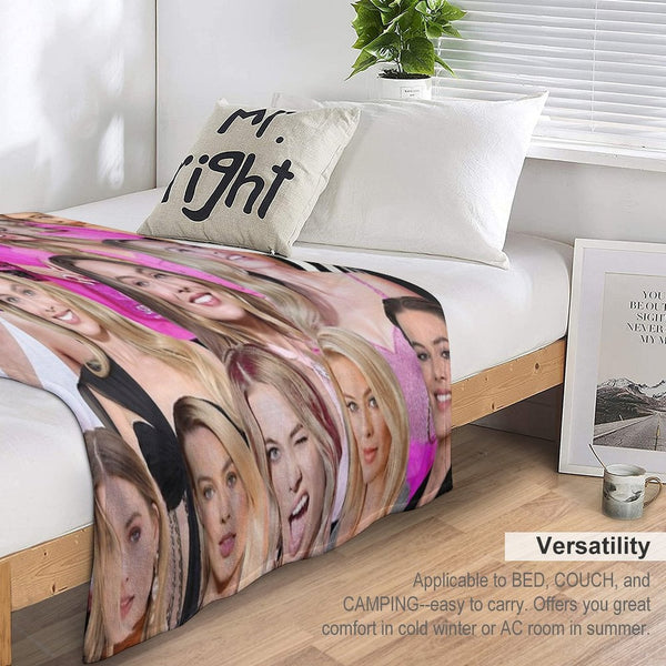 HIGH QUALITY Margot Robbie Photo Collage All-season Throw Blanket