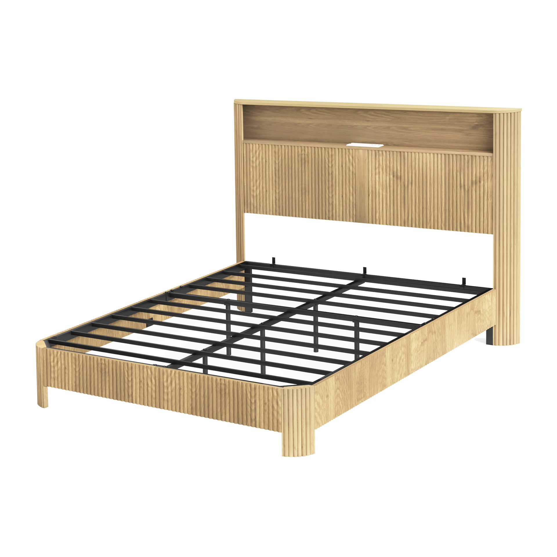 Queen Size Bed Frame With Storage Headboard