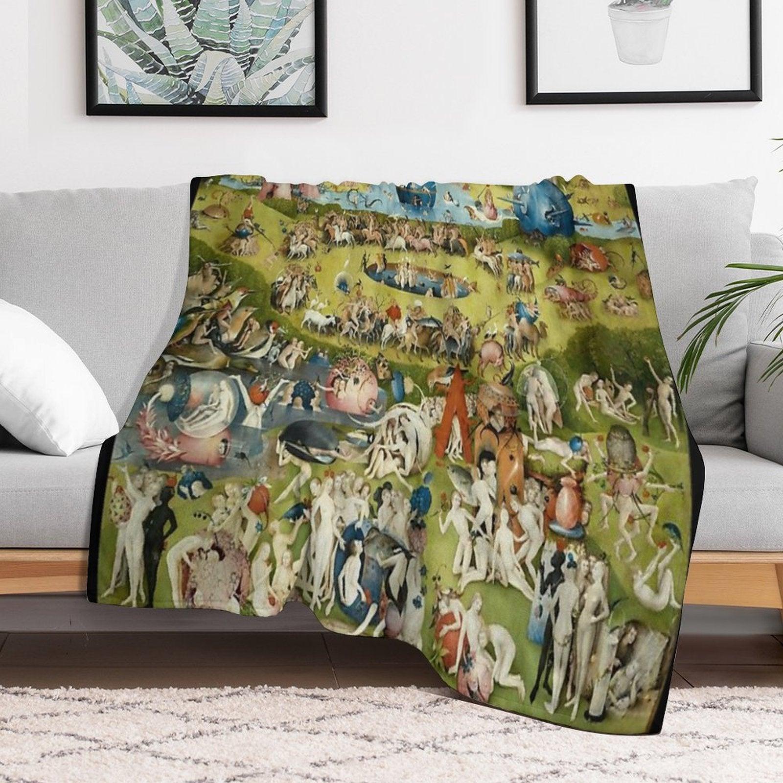 The Garden of Earthly Delights Full Image Throw Blanket