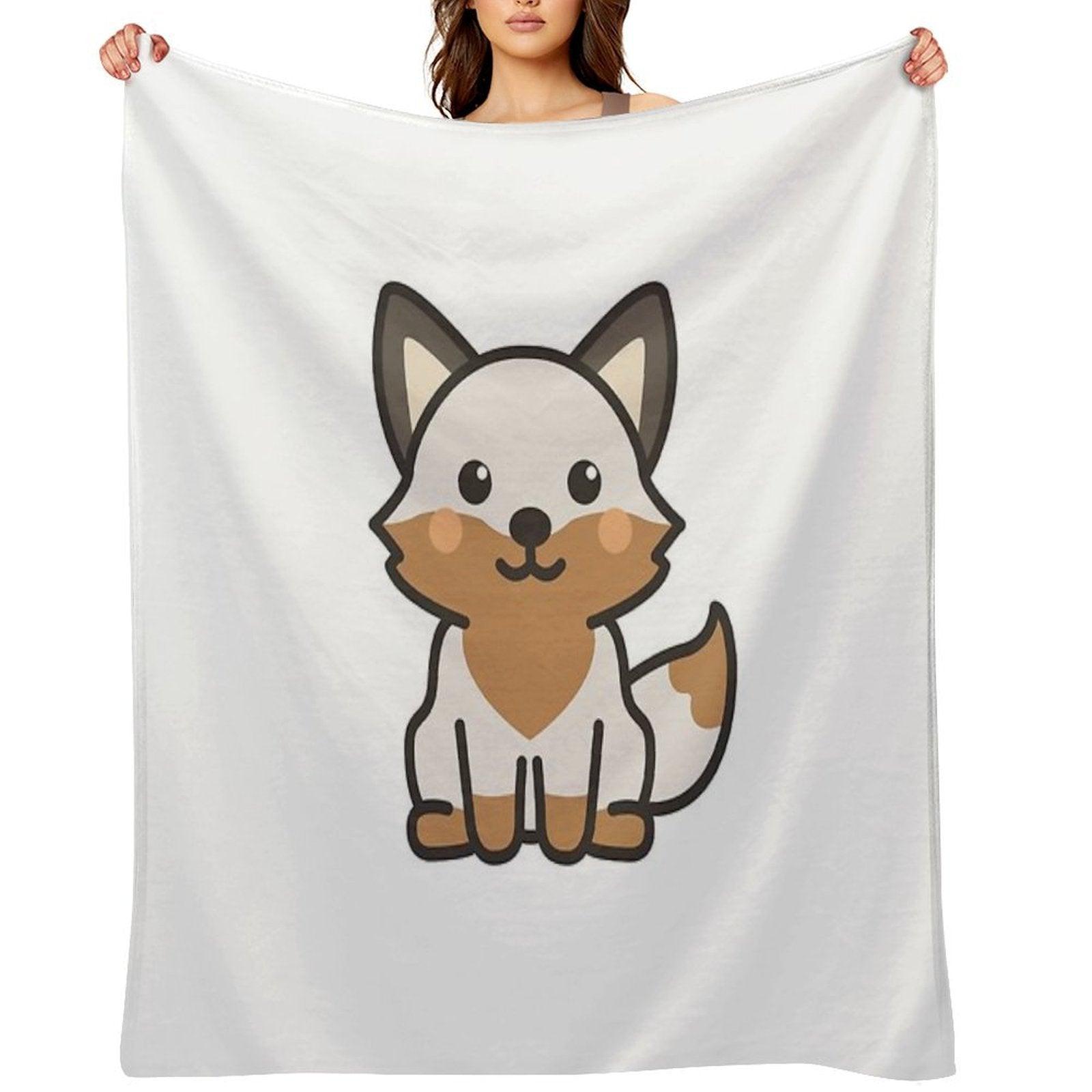 Luna The Grey Fox Throw Blanket