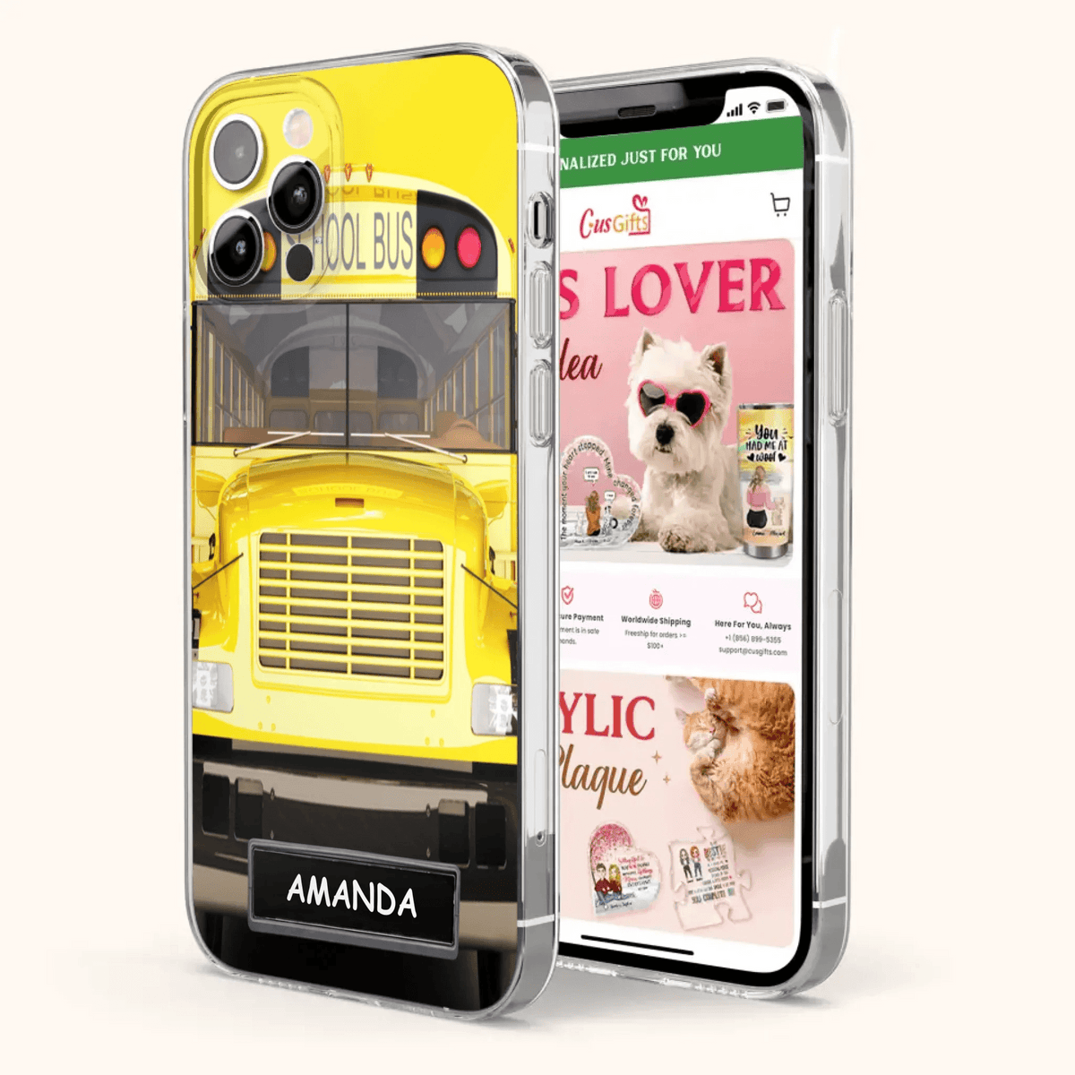 Personalized School Bus Phone Case - Gift Idea For School Bus Lovers - Case For iPhone, Samsung and Xiaomi