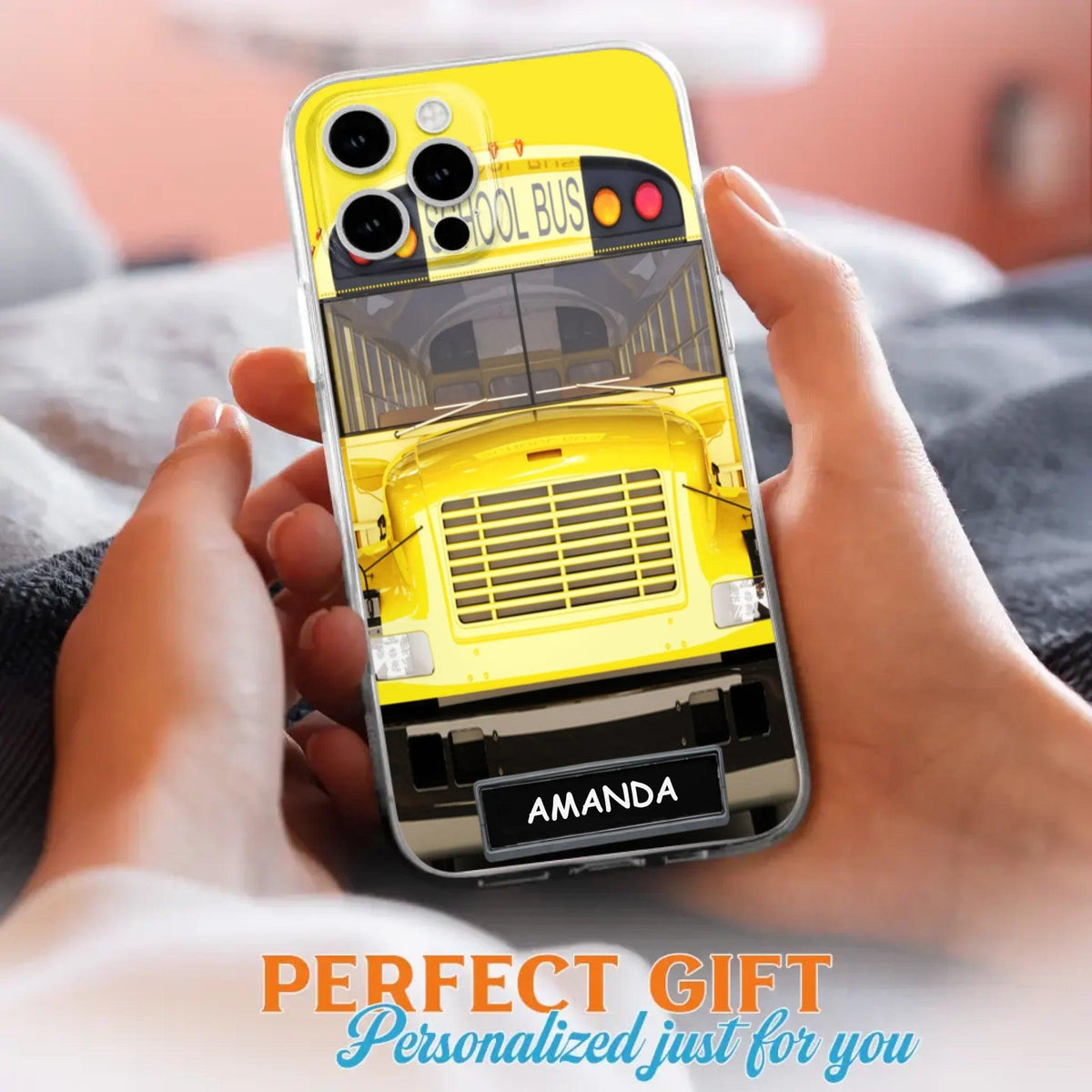 Personalized School Bus Phone Case - Gift Idea For School Bus Lovers - Case For iPhone, Samsung and Xiaomi