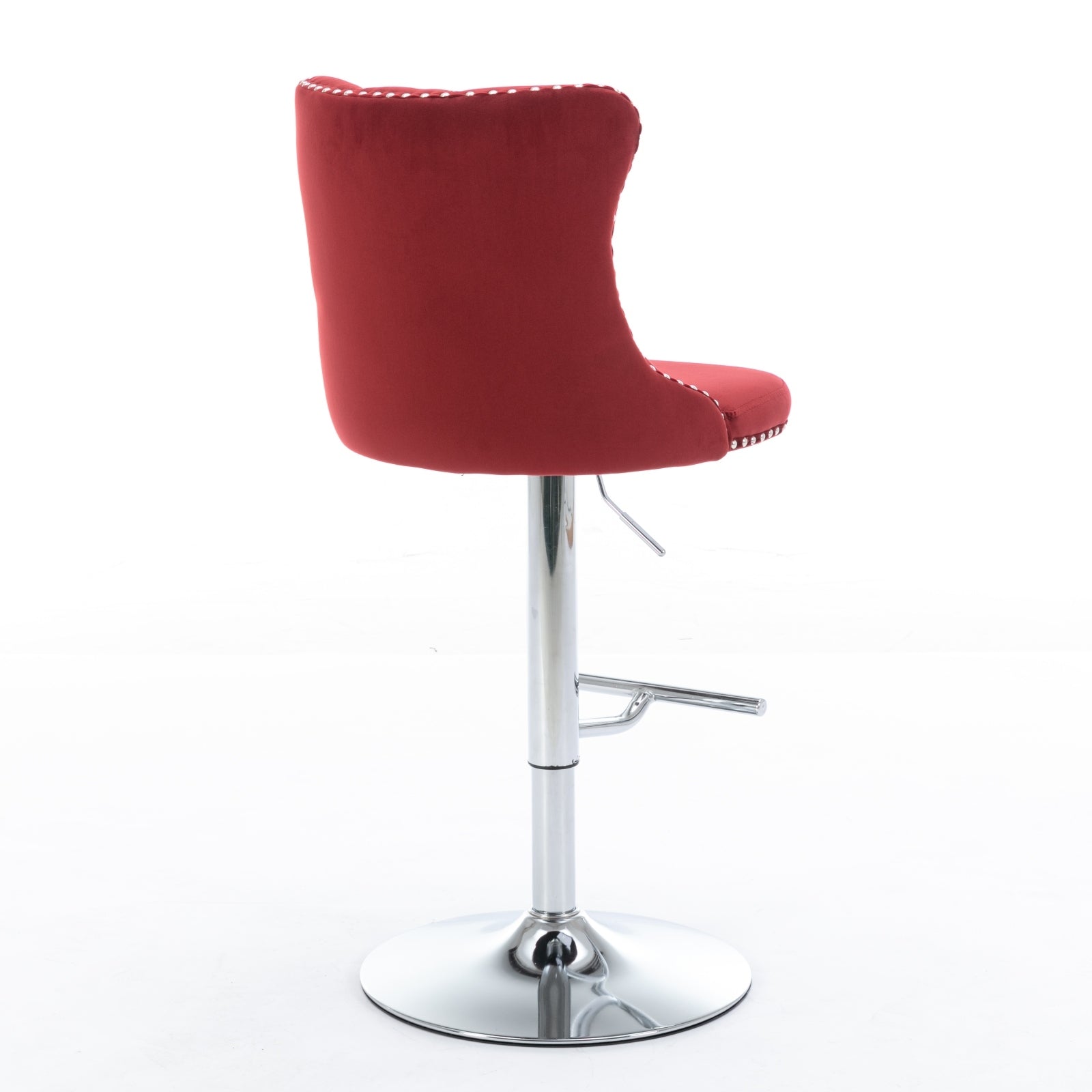 Modern Velvet Swivel Barstools with Adjustable Seat Height and Chrome Base