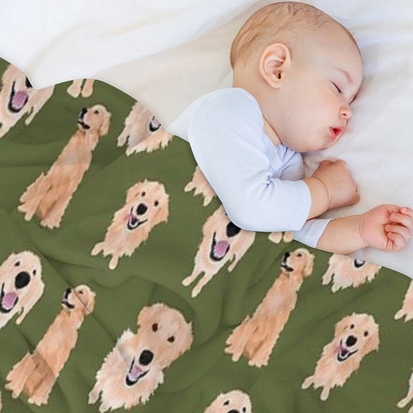 Golden Retrievers Olive Quick-dry Throw Blanket