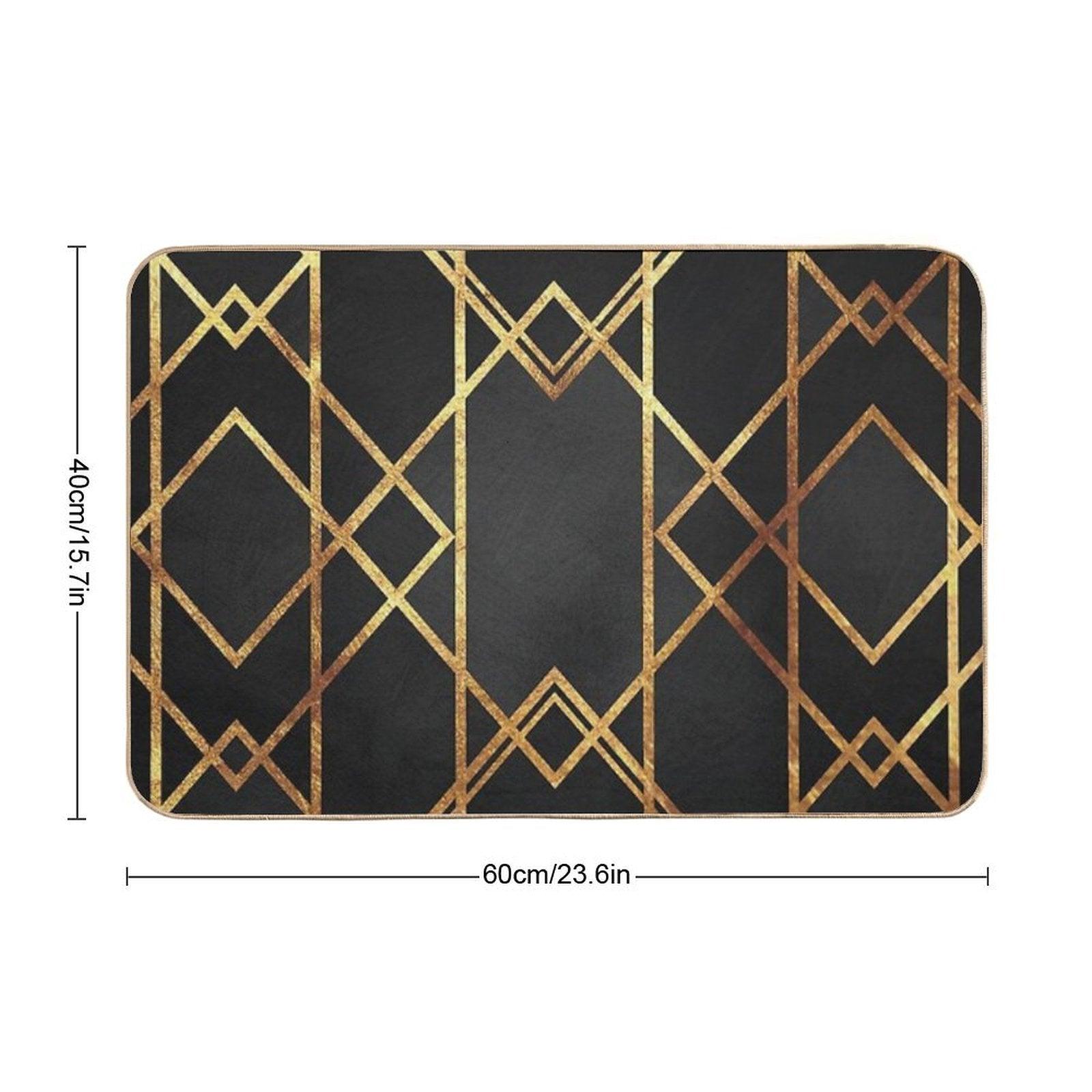 Black Gold Geometric Bath Mat