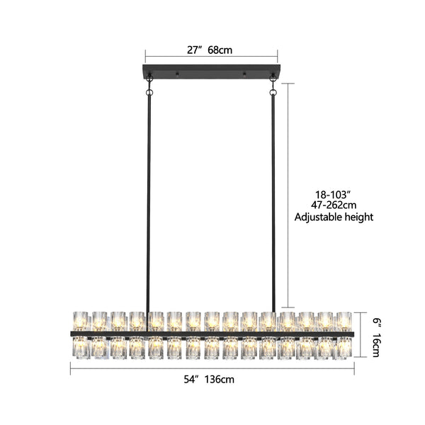 Modern Rectangular Crystal Luxury Chandelier for Dining Room & Living Room