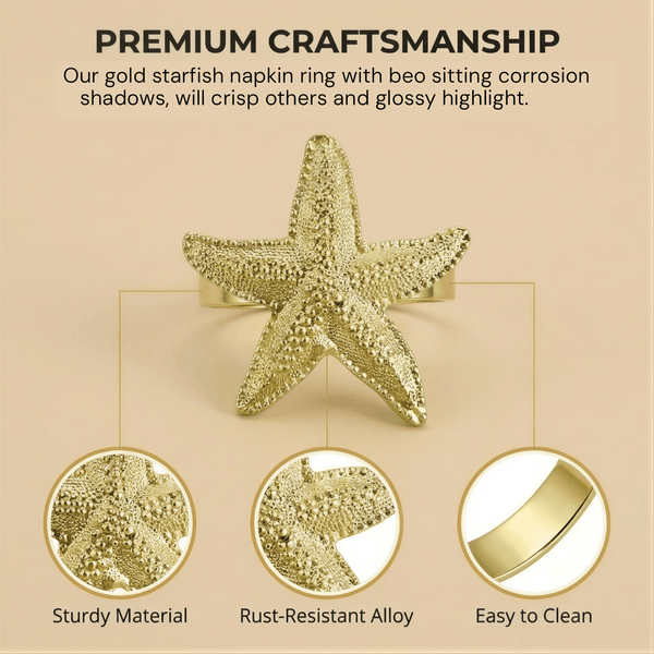 Gold Starfish Napkin Rings – Golden Star