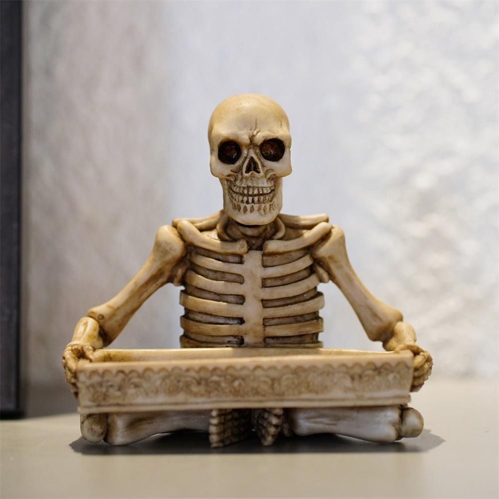 Antique Skull Holding Slot Storage Small Tray