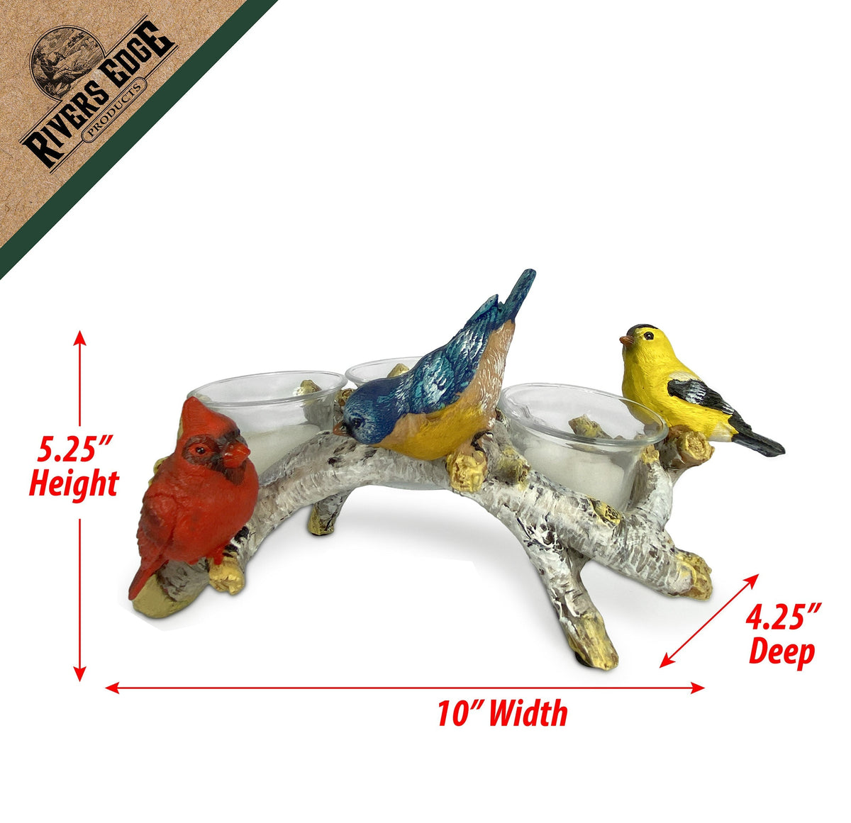 Candle Holder-Birch with Birds 3 Piece