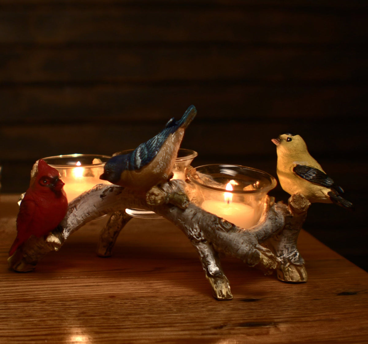 Candle Holder-Birch with Birds 3 Piece