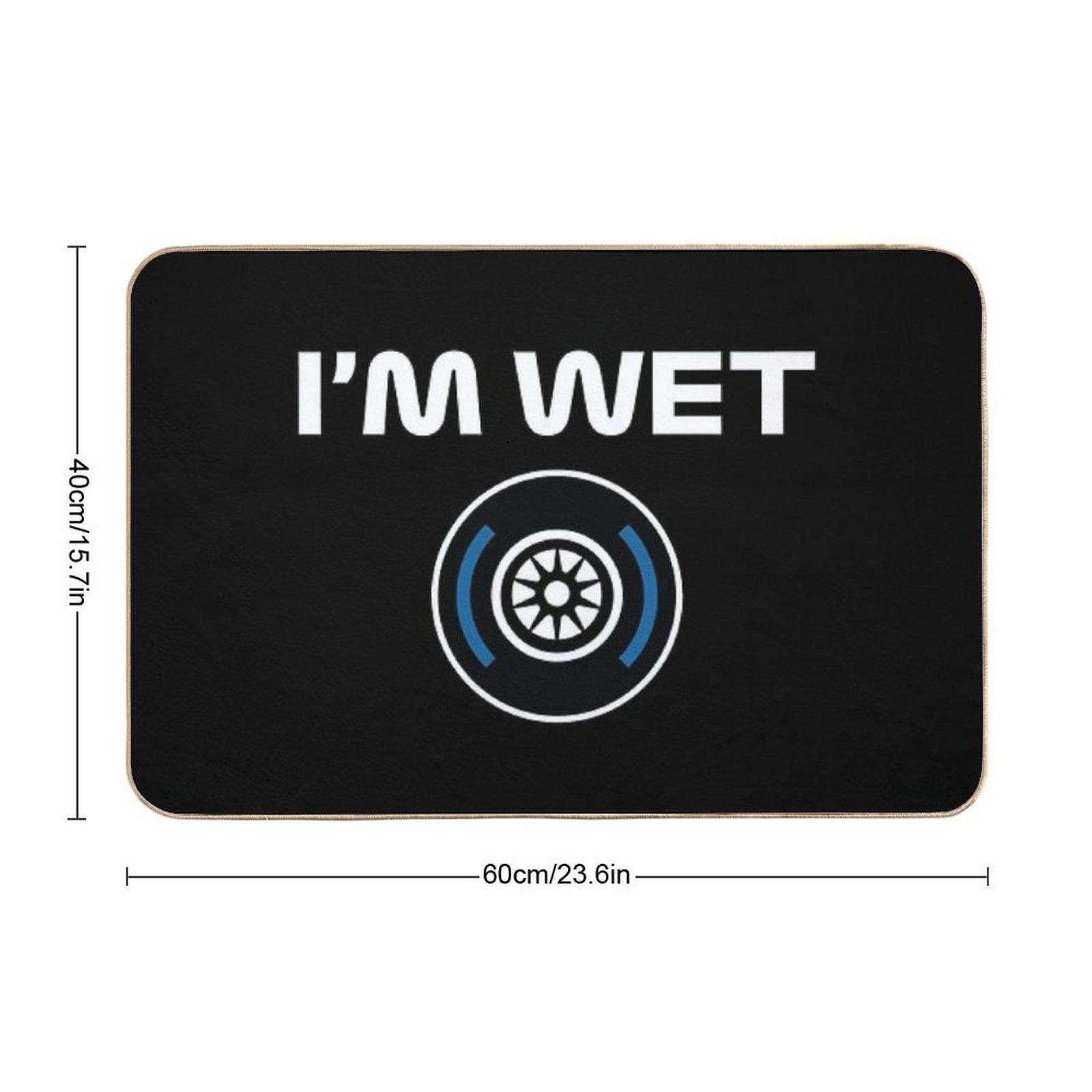 Funny Design I'm Wet (Wet Tyre Design - WhiteBlack BG) Bath Mat